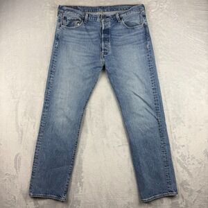 Levis Jeans Mens 36x30 Blue 501 Straight Button Fly American Western Denim